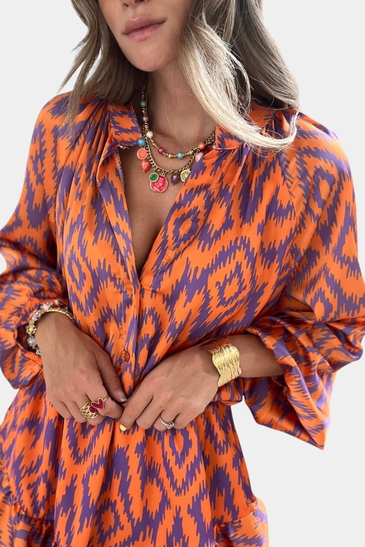 Yasmine Printed Ruffle Romper Mini Dress