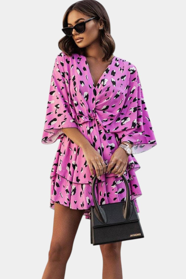 Eliza Twist-Front Floral Wrap Mini Dress