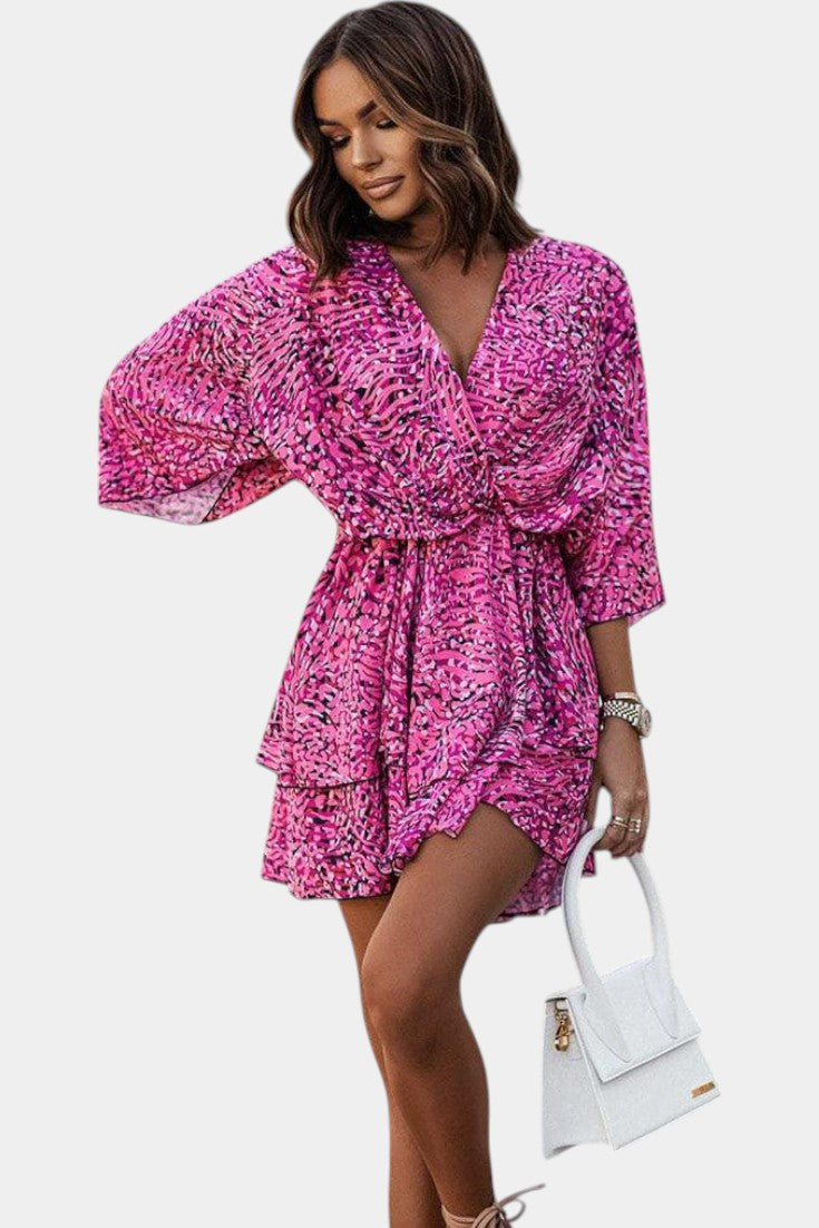 Eliza Twist-Front Floral Wrap Mini Dress