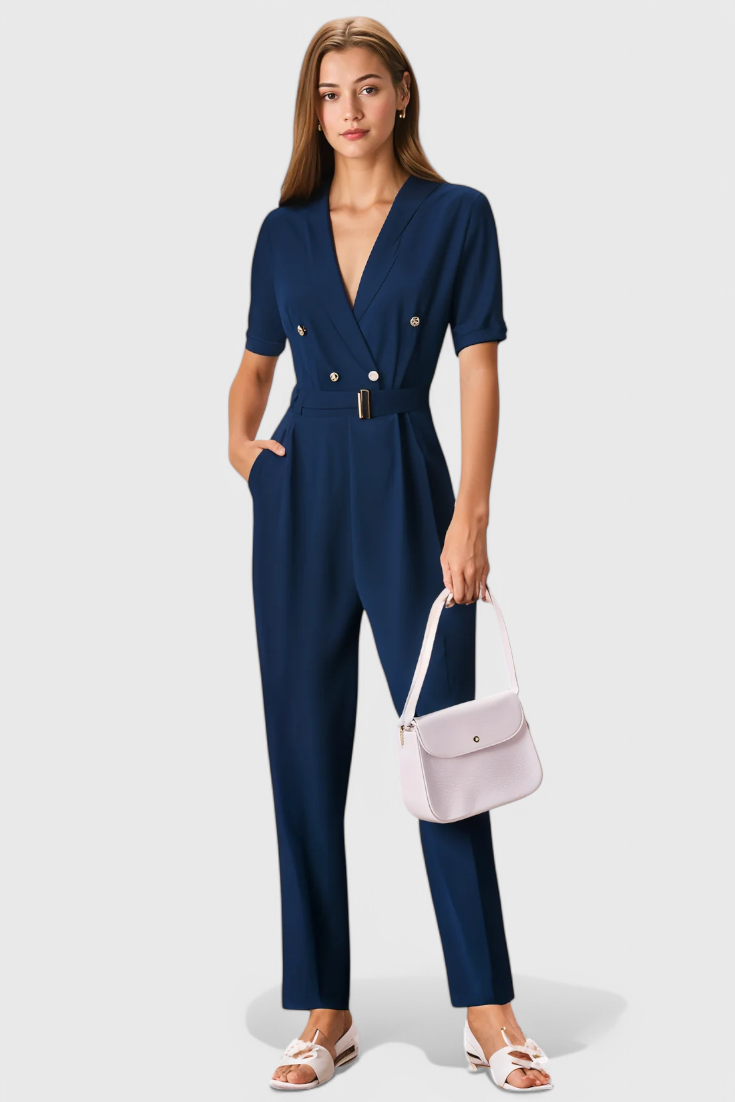 Vivienne V-Neck Jumpsuit with Effortless Elegance