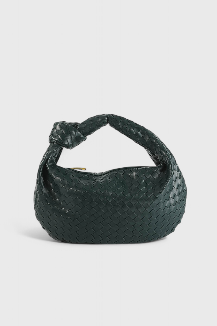 Sage Medium Woven Shoulder Satchel