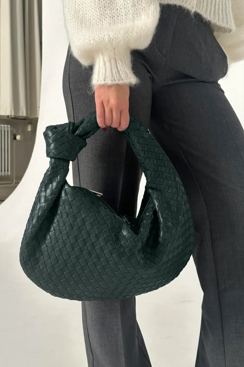 Sage Medium Woven Shoulder Satchel