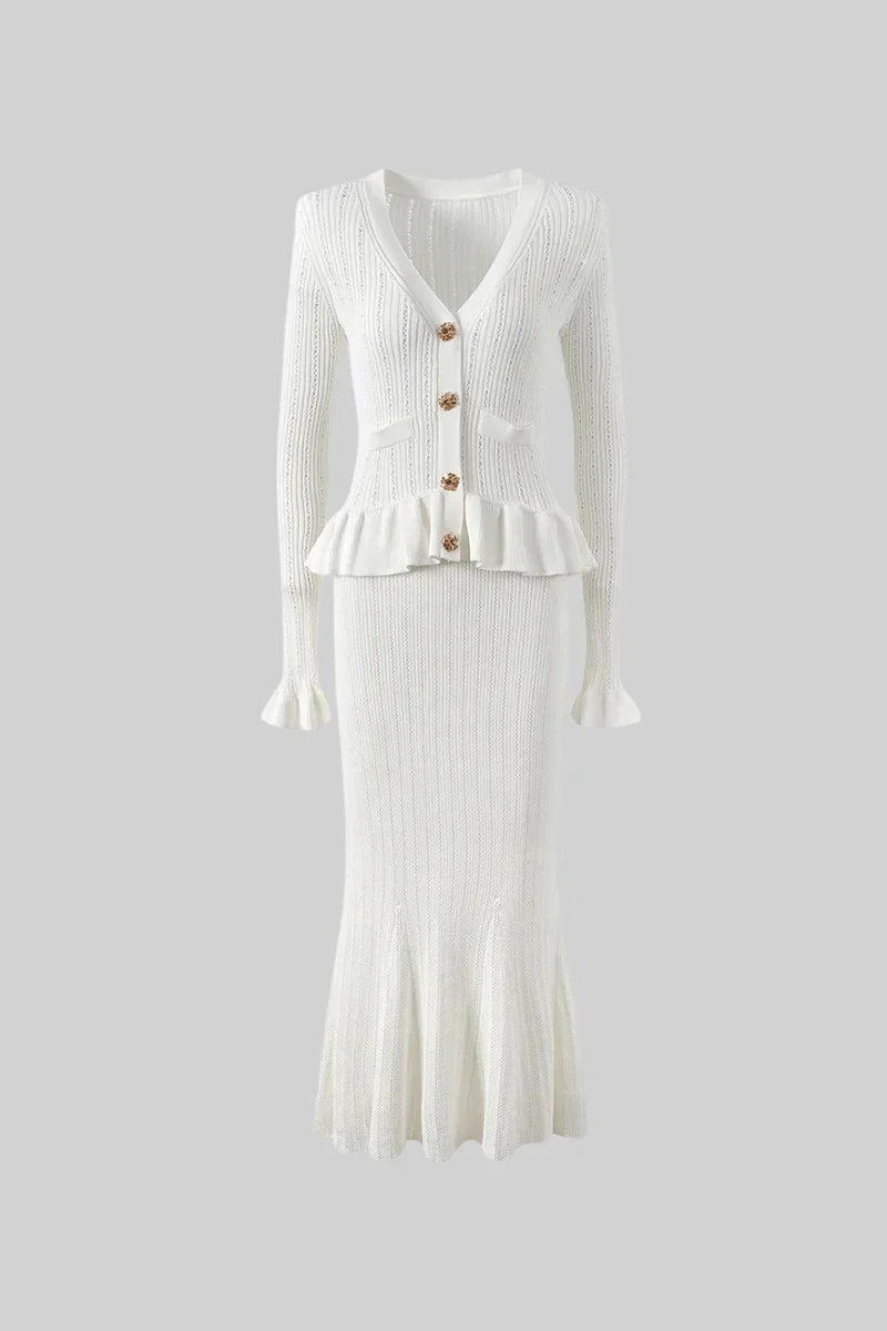 Cressida Refined Knit Midi Dress & Buttoned Top Set