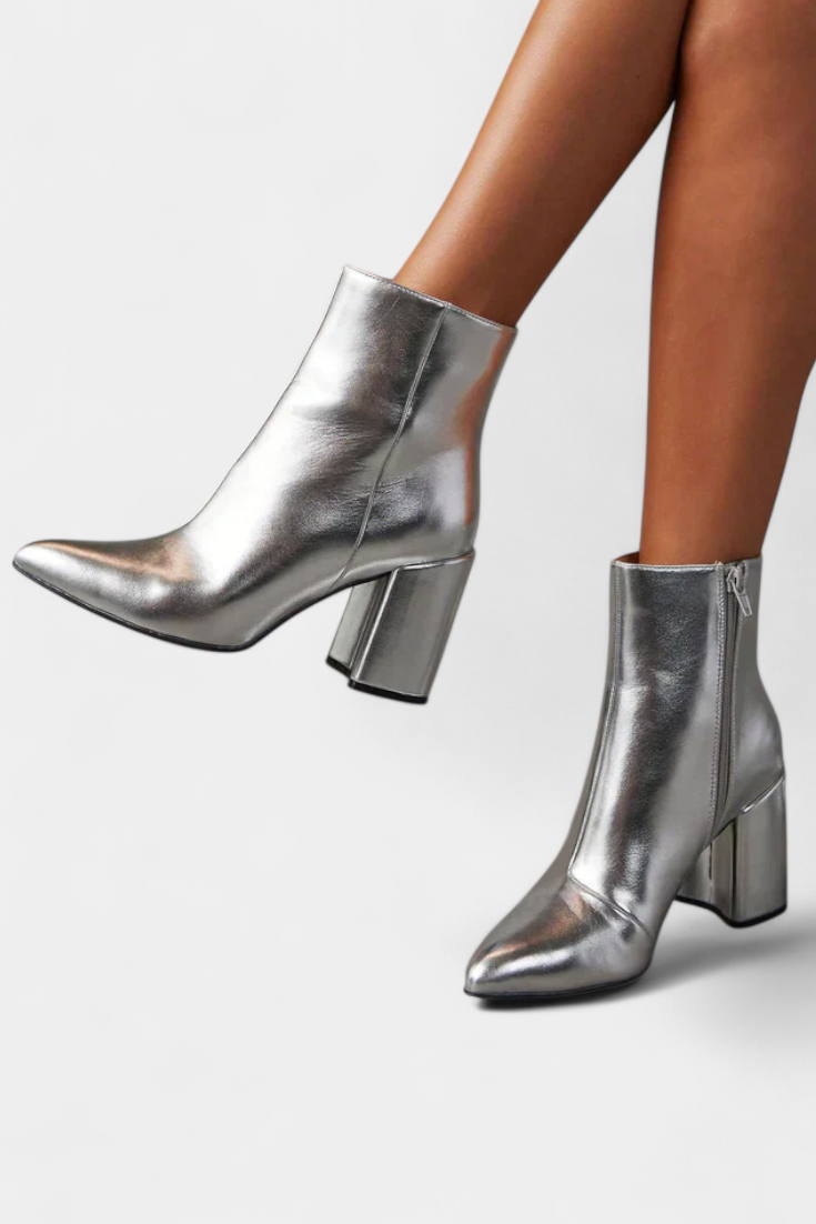 Ralica Silver Metallic Ankle Boots