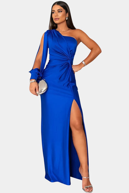 Charlotte Asymmetric Draped One-Shoulder Dress