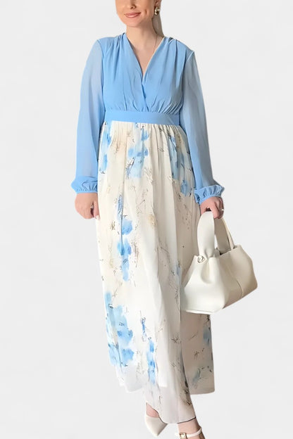 Eliane Stunning Floral Print V-Neck Maxi Dress
