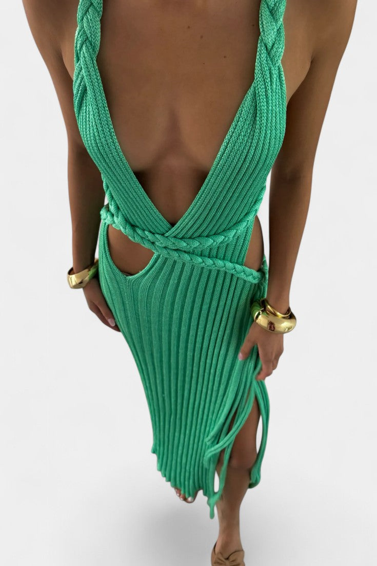 Jamie Knit Maxi Dress with Cable Waist Detail