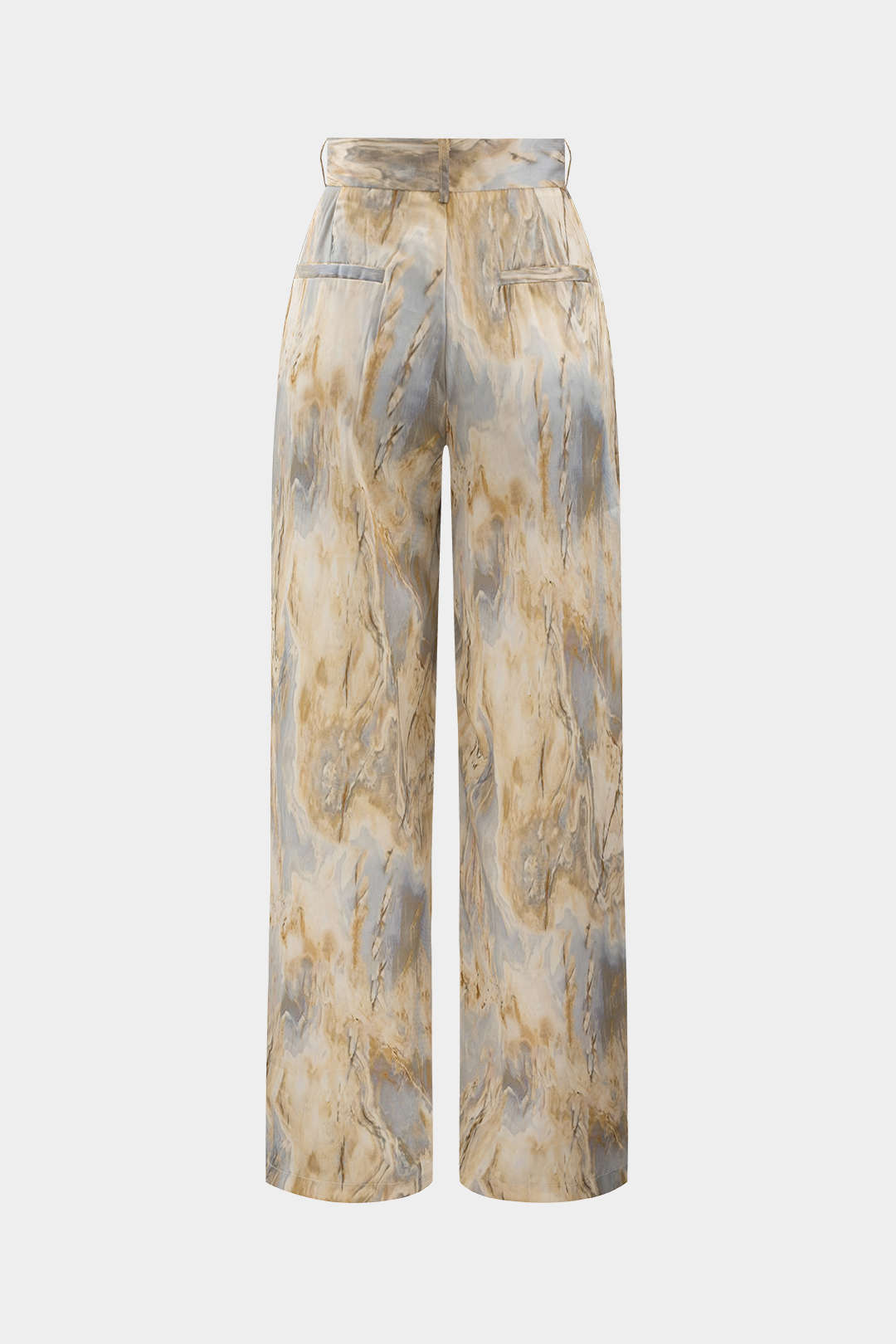 Inna Marble Print High-Waisted Straight Leg Pants