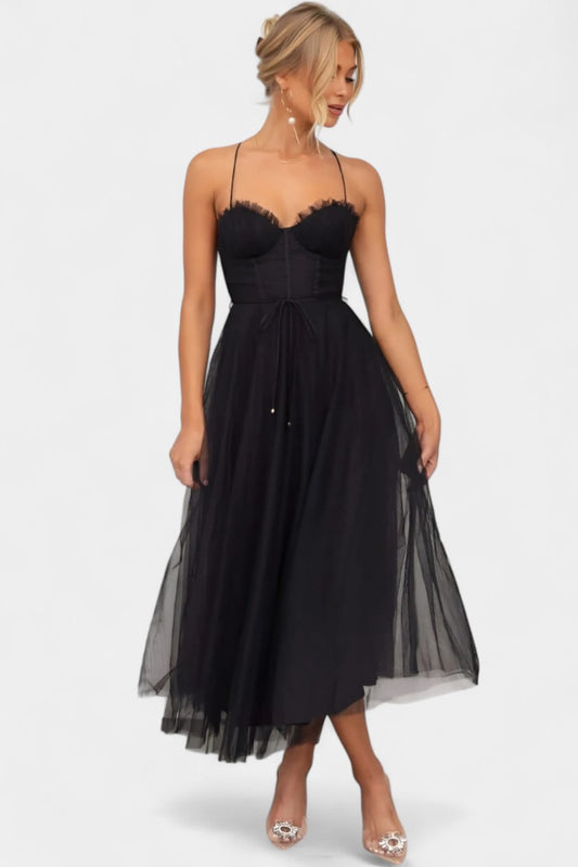 Eileen Corset Tulle Midi Dress