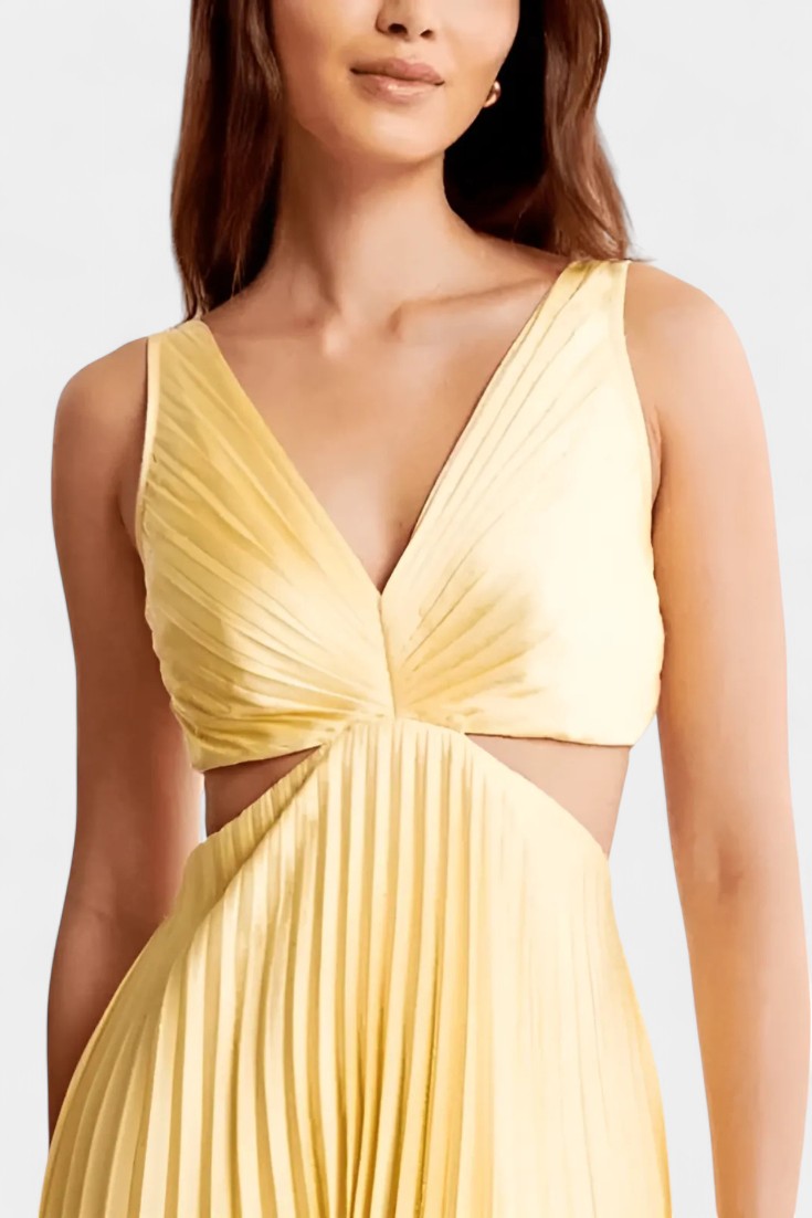 Selena Sleeveless Pleated Cut-Out Midi Dress