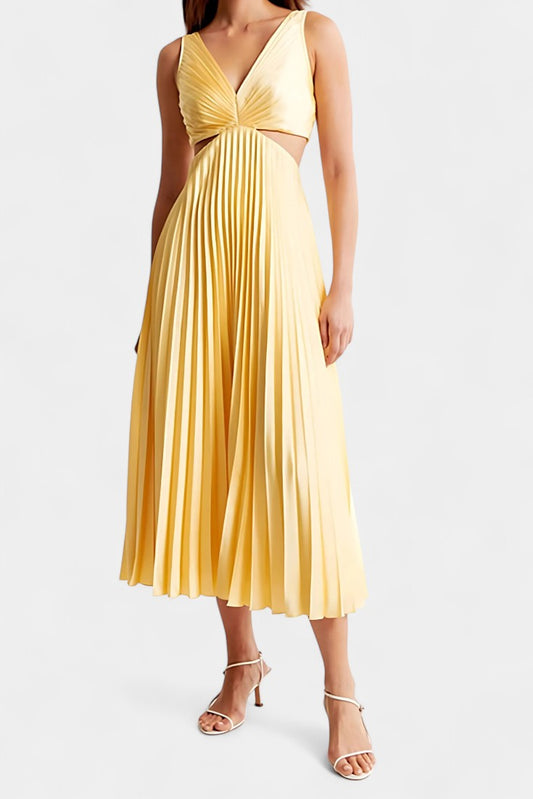 Selena Sleeveless Pleated Cut-Out Midi Dress