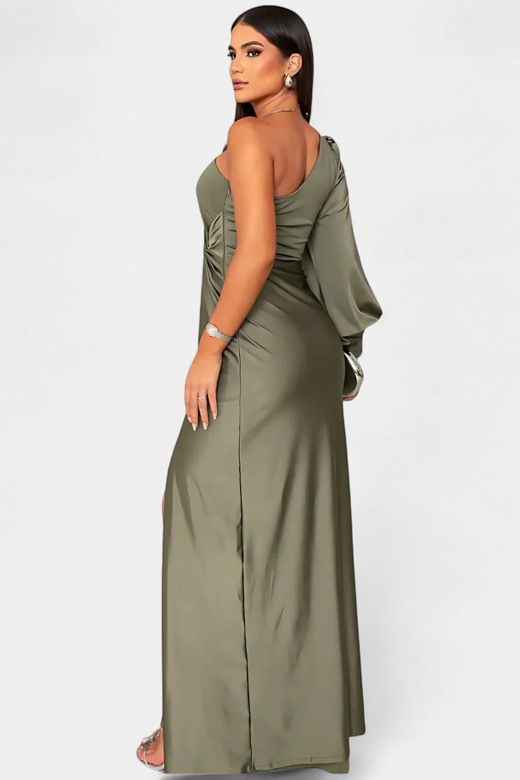 Charlotte Asymmetric Draped One-Shoulder Dress