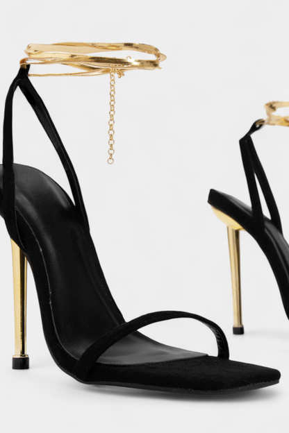Sky Gold-Detail Stiletto Heels