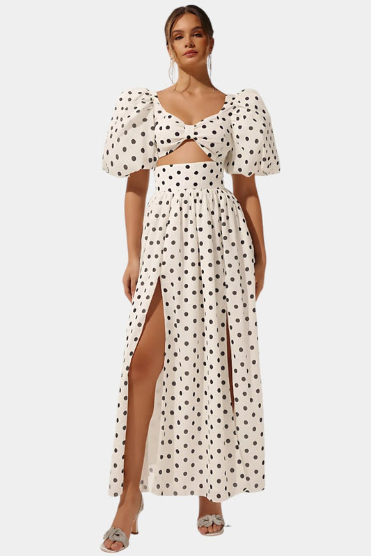 Taylor Polka Dot Puff Sleeve Skirt Set