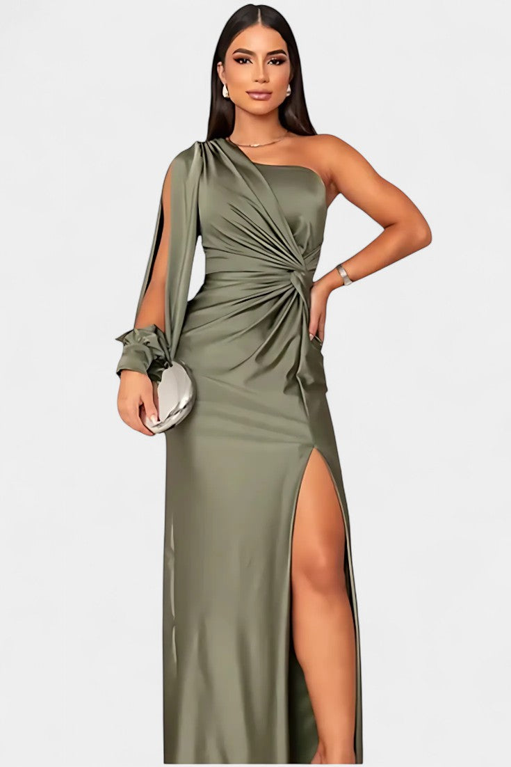 Charlotte Asymmetric Draped One-Shoulder Dress