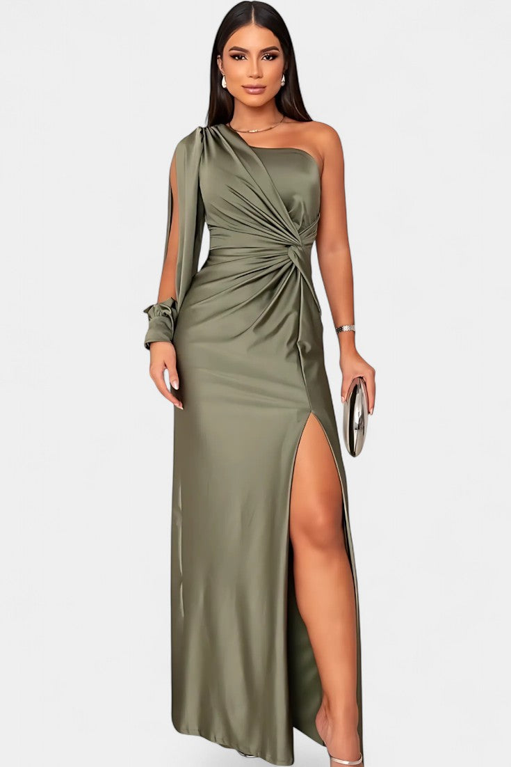 Charlotte Asymmetric Draped One-Shoulder Dress