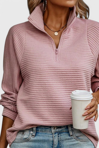 Helene Zip V-Neck Long Sleeve Jumper