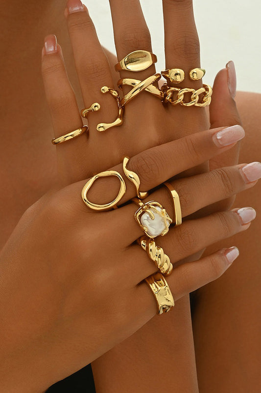 Metallic Geometric Open Ring