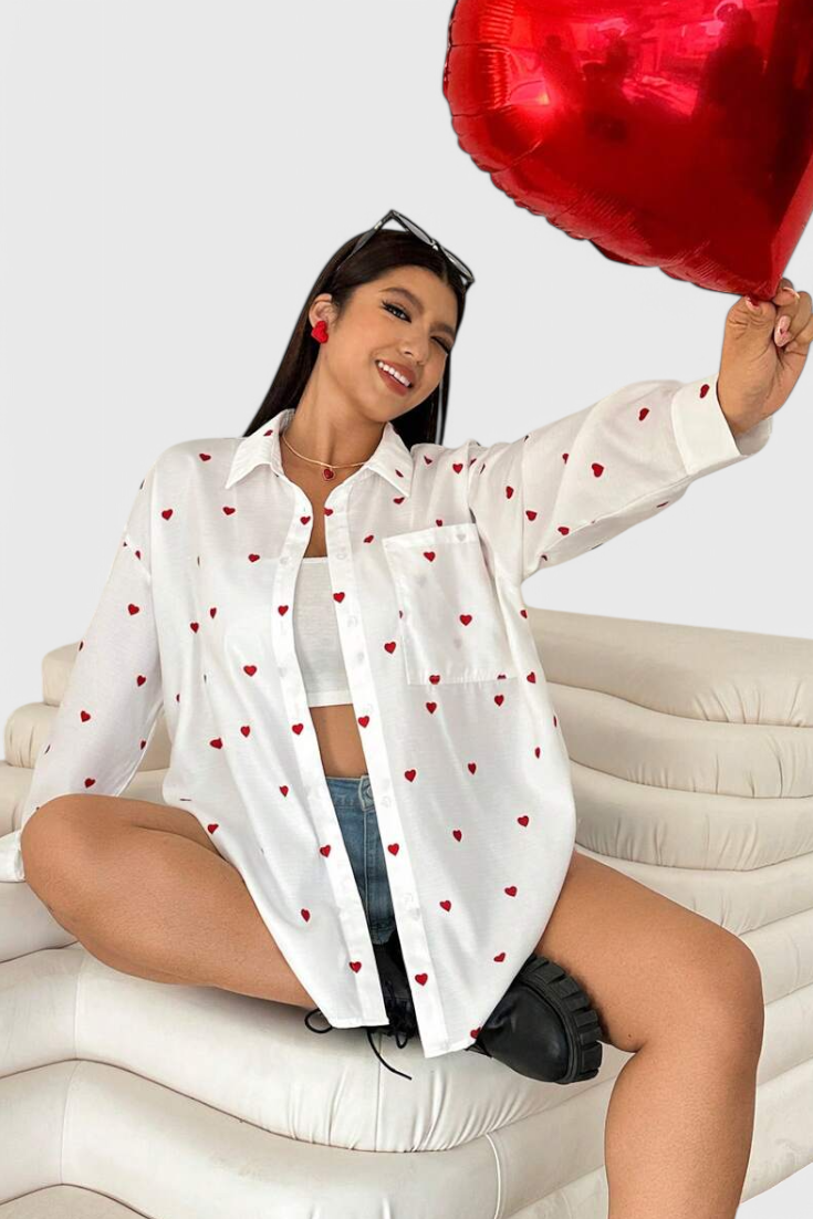 Rhiannon Heart Embroidered Cotton Blouse