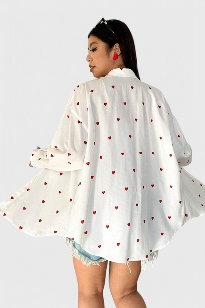 Rhiannon Heart Embroidered Cotton Blouse