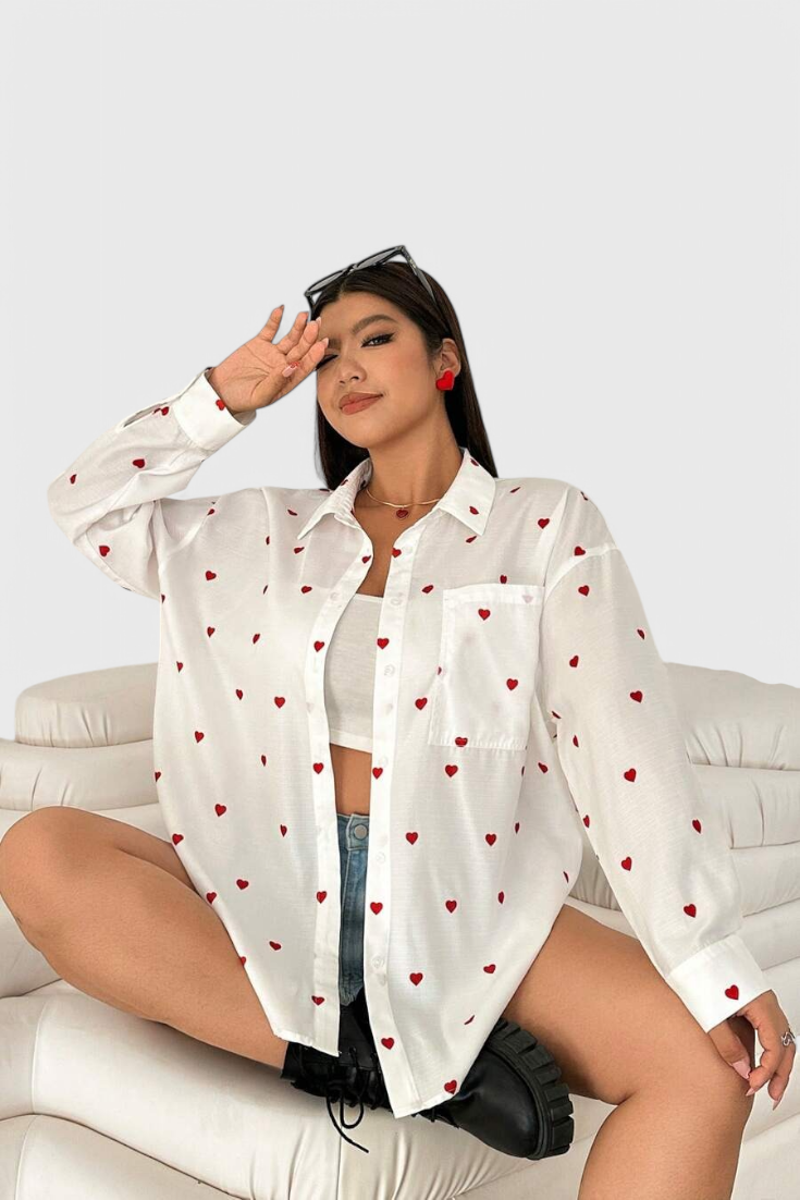 Rhiannon Heart Embroidered Cotton Blouse
