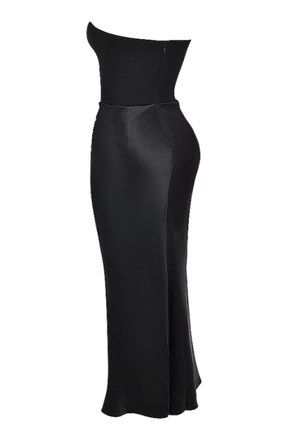 Emily Strapless Corset Draped Maxi Dress