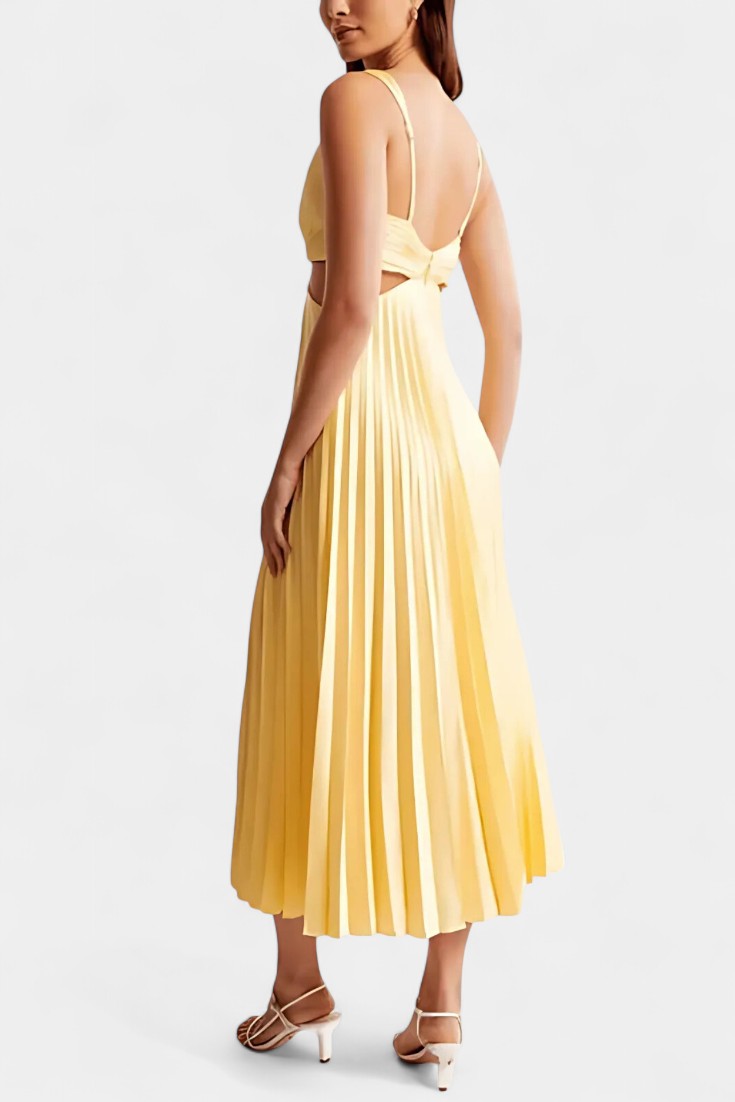 Selena Sleeveless Pleated Cut-Out Midi Dress