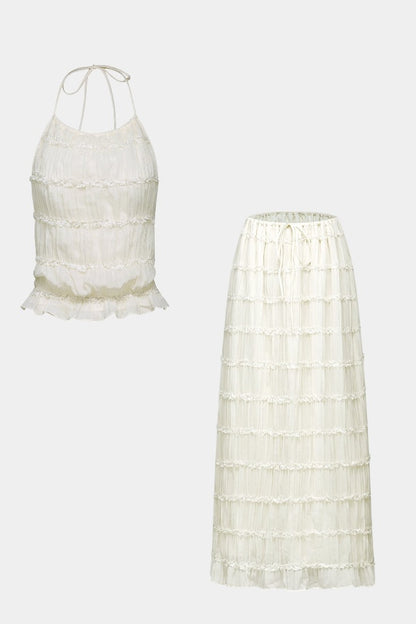 Eugenie Pleated Top & Skirt Matching Set