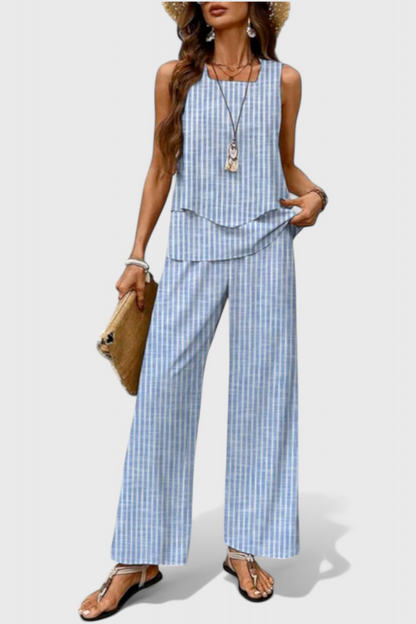 Una Layered Top & Wide-Leg Trouser Set