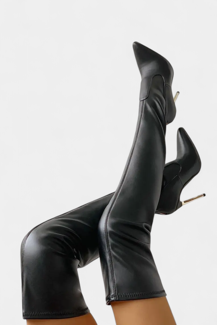 Fianna Overknee Gold-Heel Boots