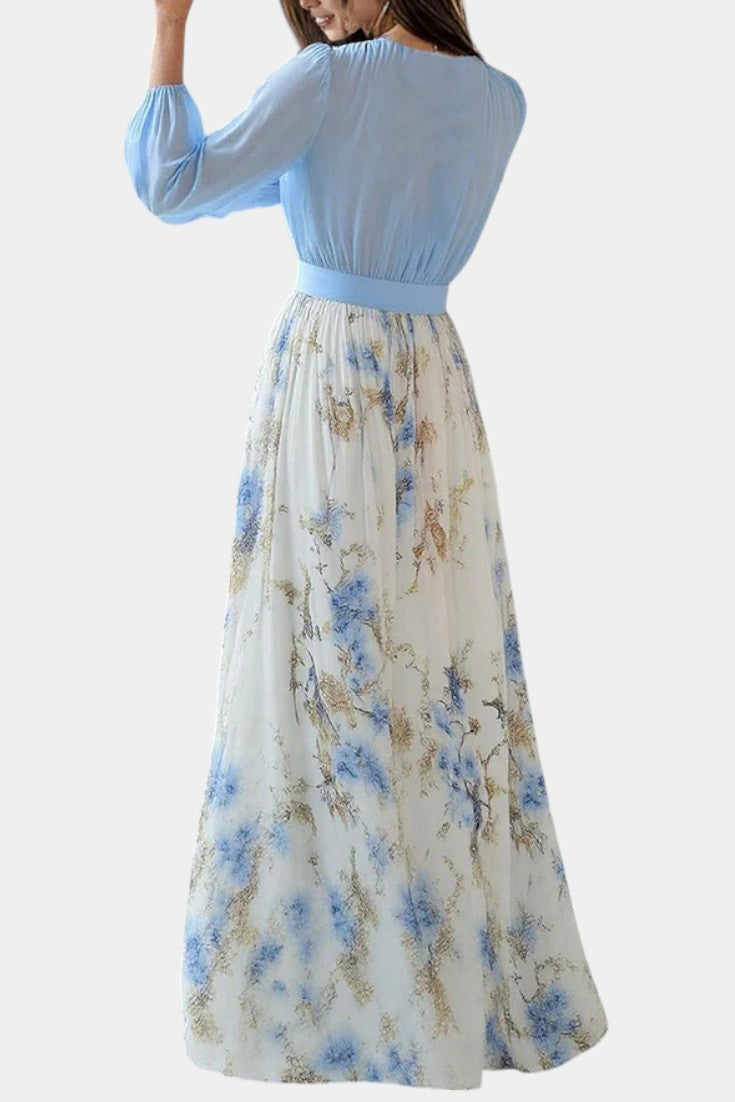 Eliane Stunning Floral Print V-Neck Maxi Dress
