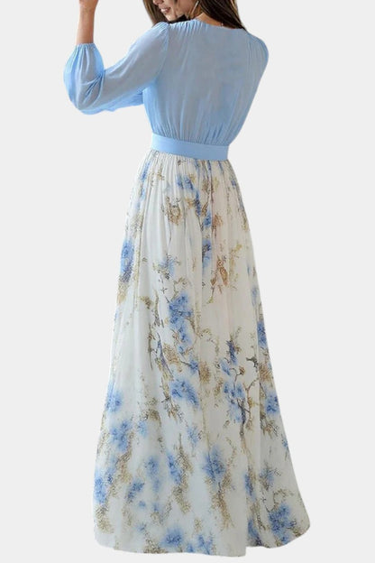 Eliane Stunning Floral Print V-Neck Maxi Dress