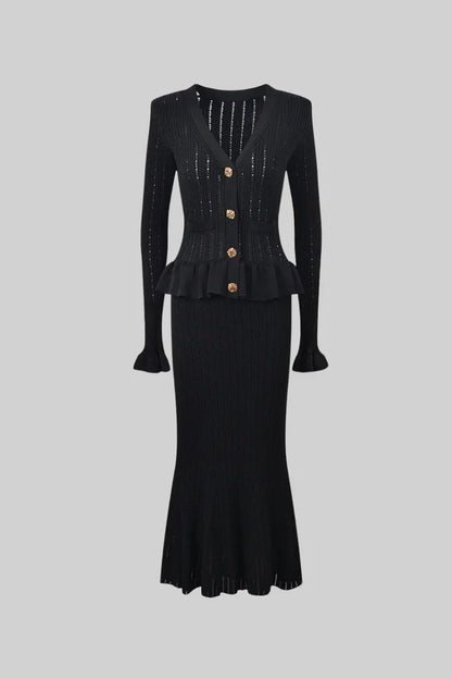 Cressida Refined Knit Midi Dress & Buttoned Top Set