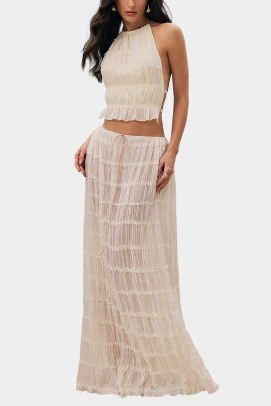 Eugenie Pleated Top & Skirt Matching Set