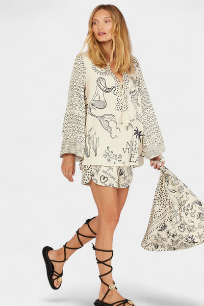 Jayla Printed Shirt and Shorts Set