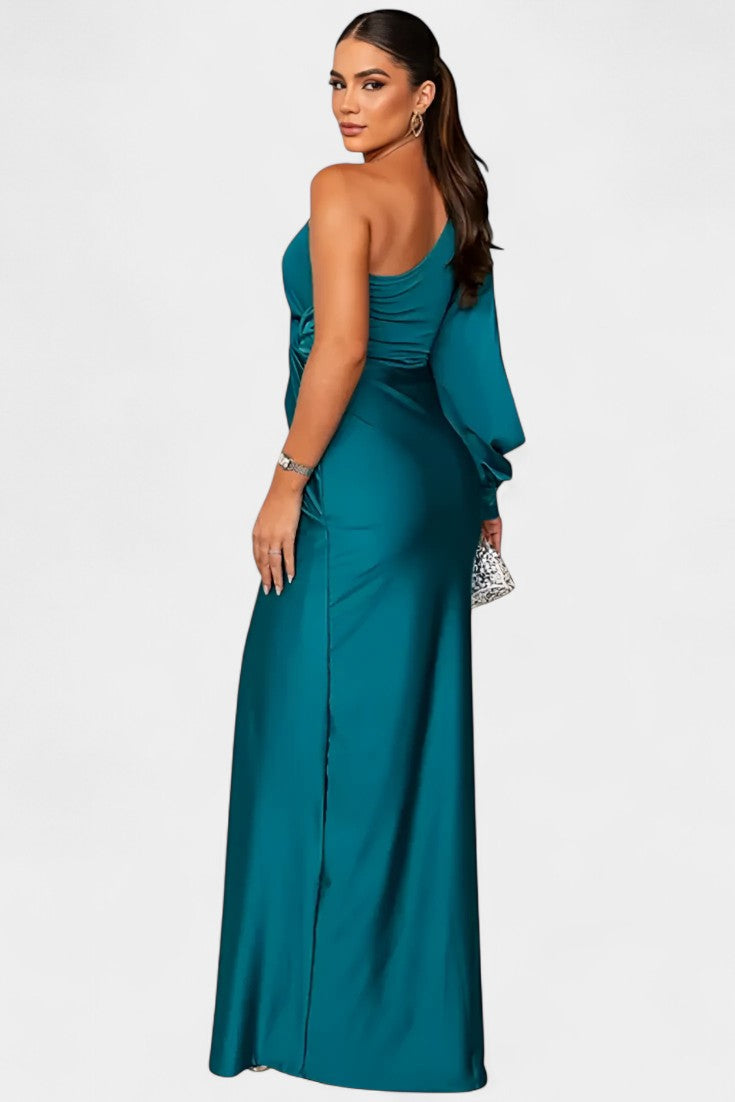 Charlotte Asymmetric Draped One-Shoulder Dress