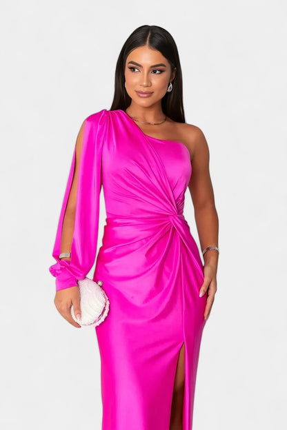 Charlotte Asymmetric Draped One-Shoulder Dress