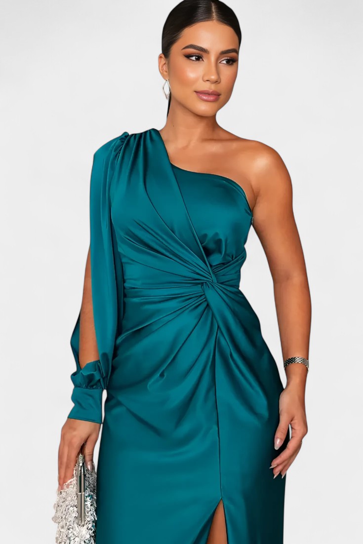 Charlotte Asymmetric Draped One-Shoulder Dress