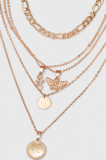 Rose & Angel Layered Necklace