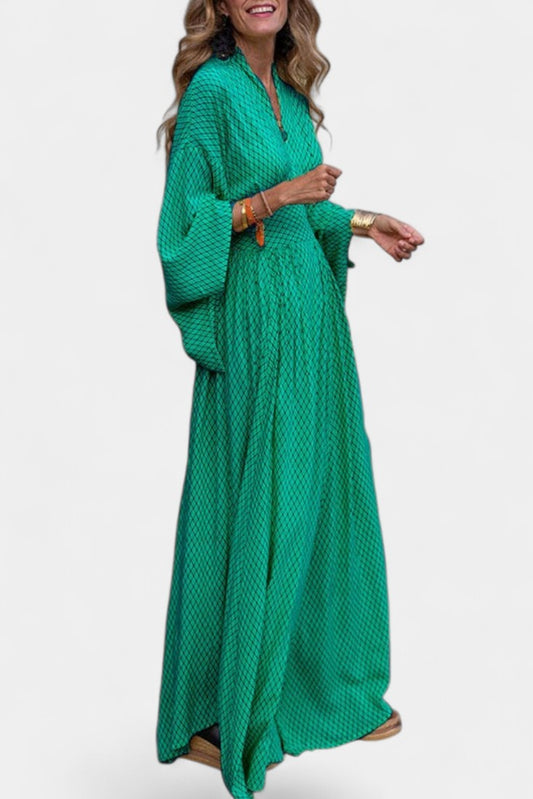 Lamiss V-Neck Long Sleeve Flowy Maxi Dress