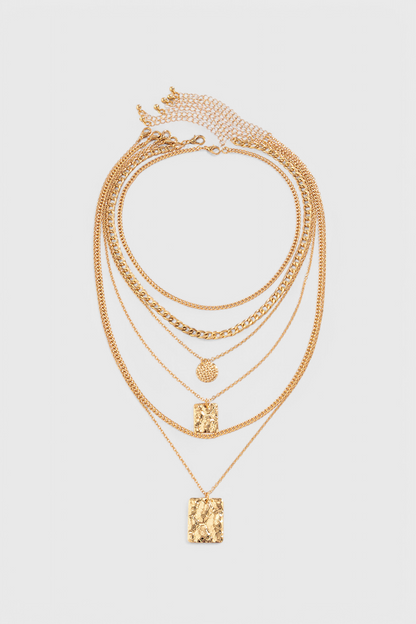 Metal Chain Geometric Pendant Necklace