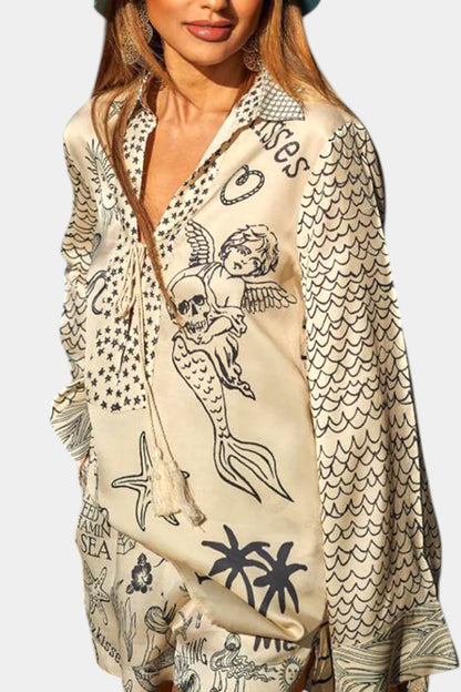 Jayla Printed Shirt and Shorts Set