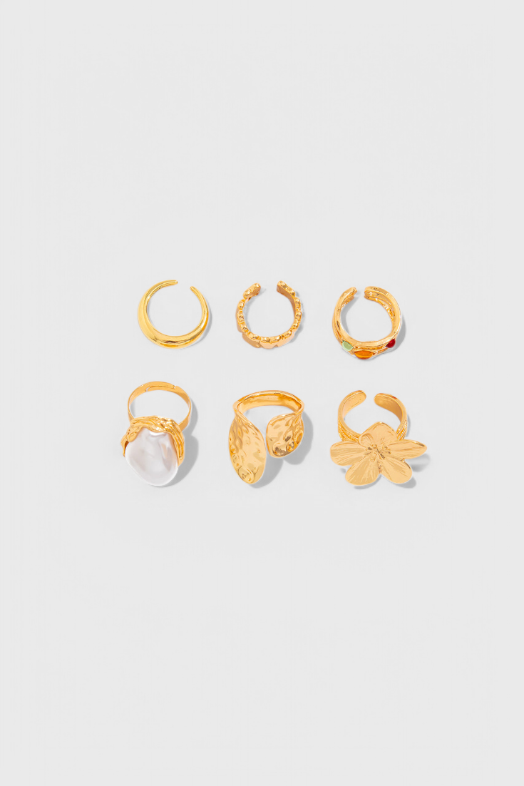 Pearl Liquid Flower Lava Open Shape Ring