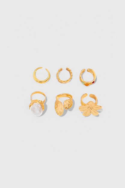 Pearl Liquid Flower Lava Open Shape Ring