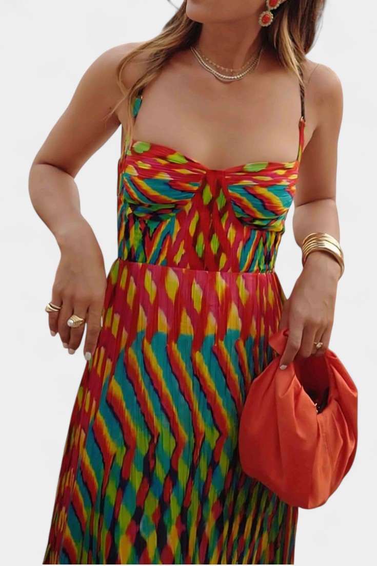 Ocean Abstract Halter Maxi Dress