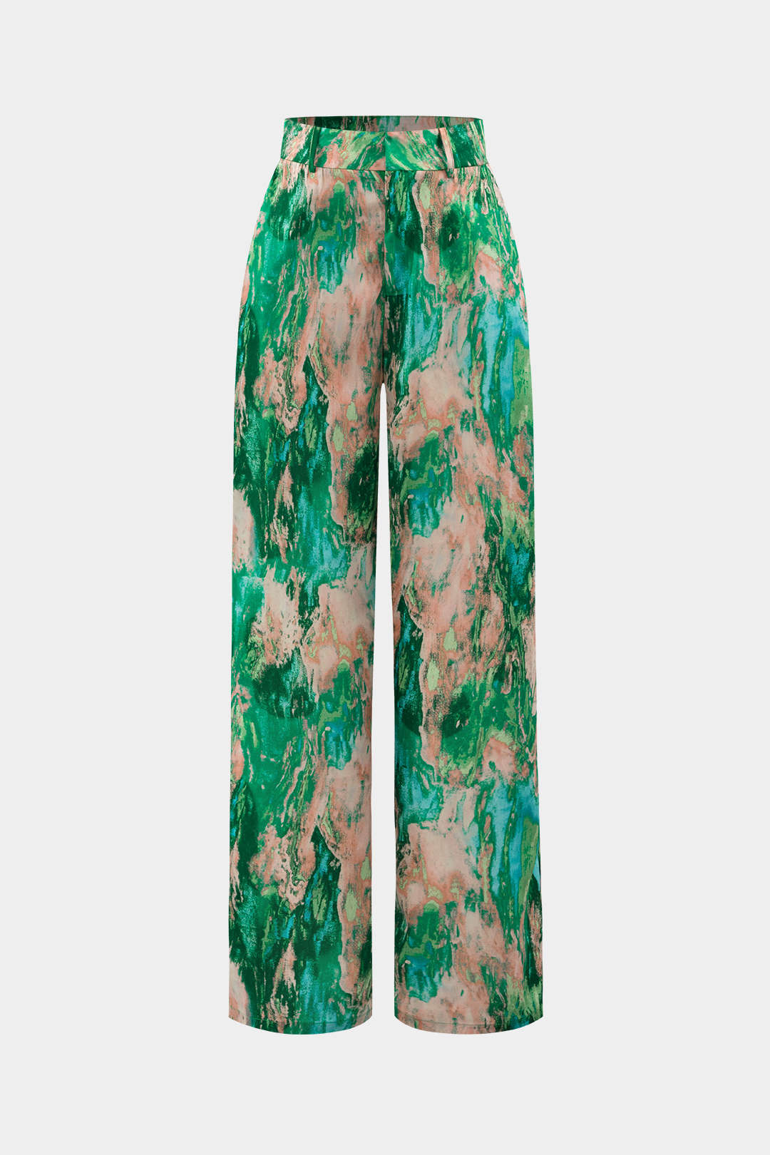 Inna Marble Print High-Waisted Straight Leg Pants