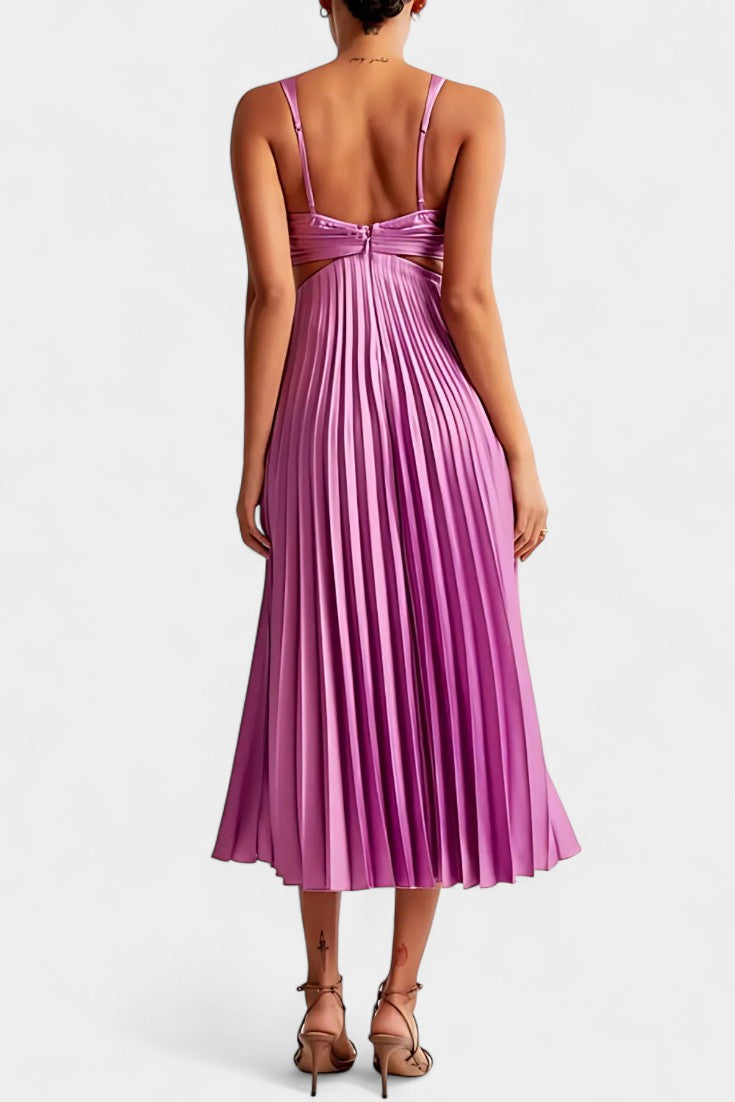 Selena Sleeveless Pleated Cut-Out Midi Dress