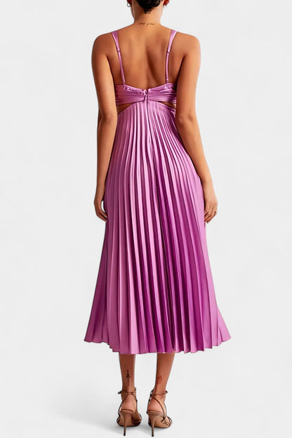Selena Sleeveless Pleated Cut-Out Midi Dress