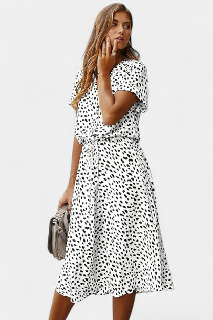 Rovena Polka Dot Shirt Midi Dress
