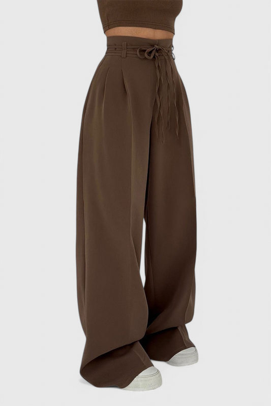 Eleanor Lace-Up Wide-Leg Pants